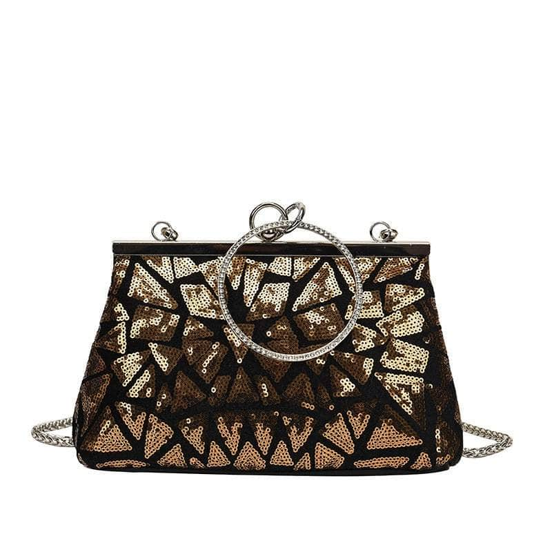 Luxury Clip Sequin Shoulder Chain Purse Gold