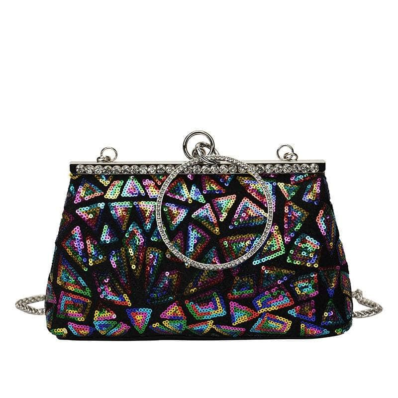 Luxury Clip Sequin Shoulder Chain Purse Multicolor