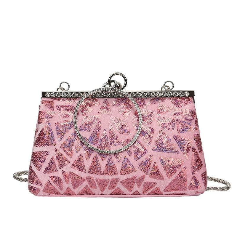 Luxury Clip Sequin Shoulder Chain Purse Pink