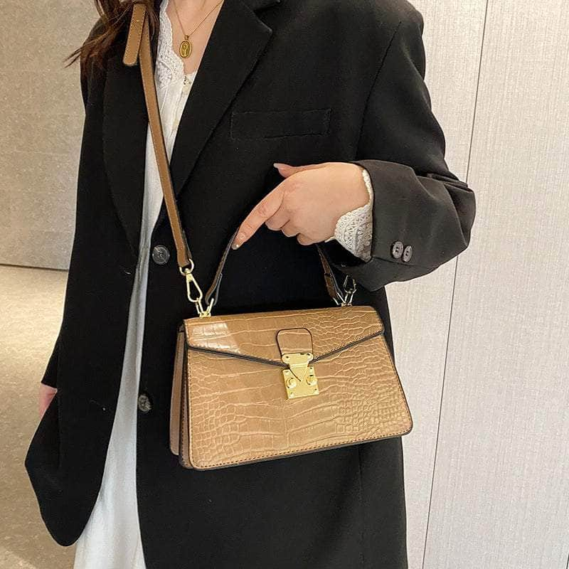 Luxury Crocodile Pattern Leather Handbag