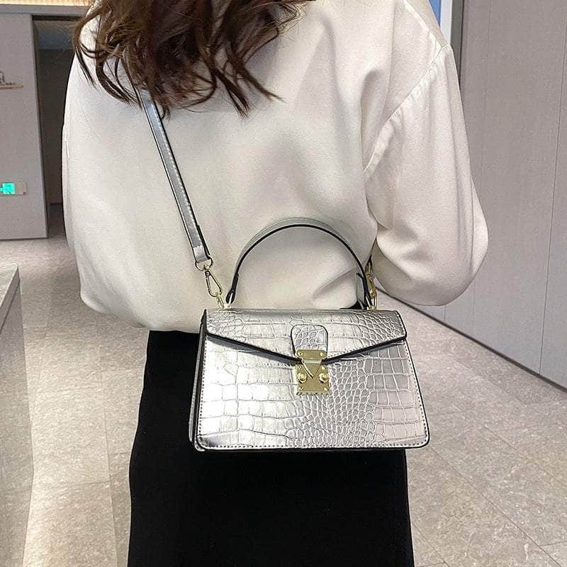 Luxury Crocodile Pattern Leather Handbag