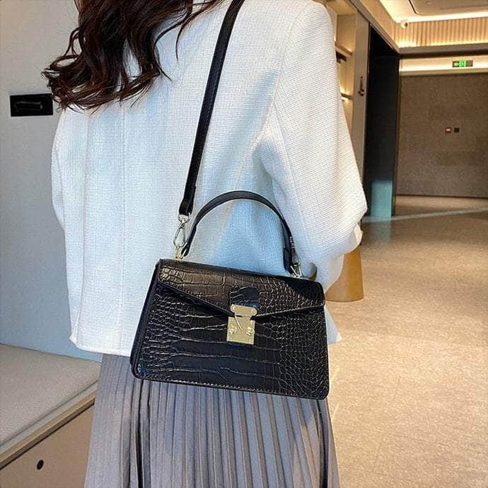 Luxury Crocodile Pattern Leather Handbag