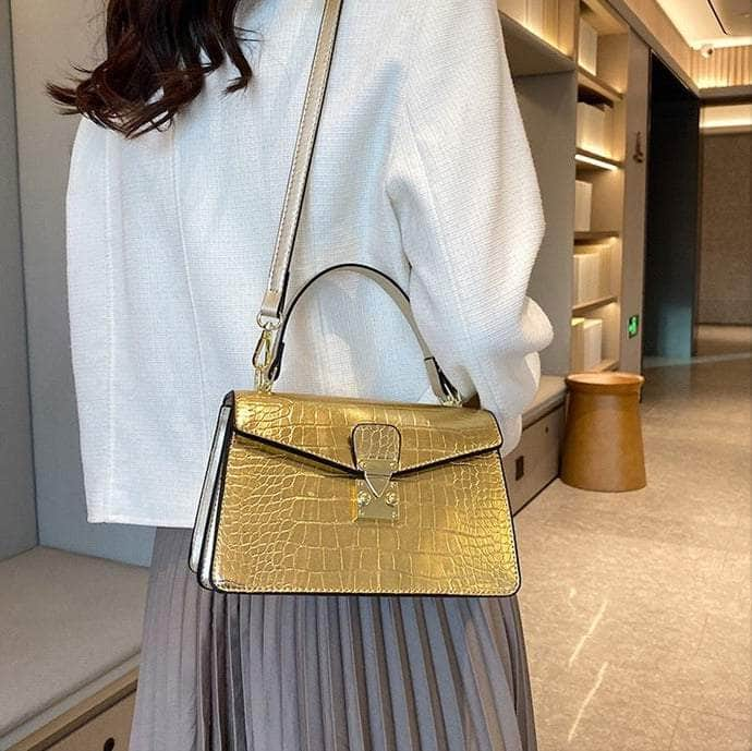 Luxury Crocodile Pattern Leather Handbag