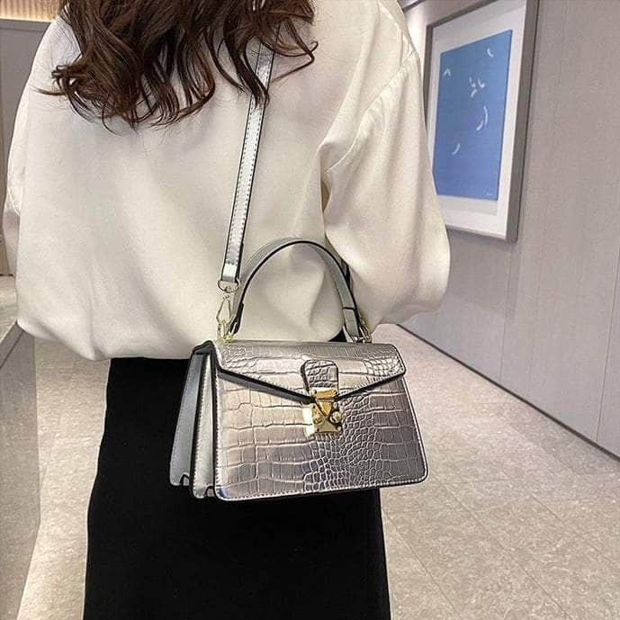 Luxury Crocodile Pattern Leather Handbag