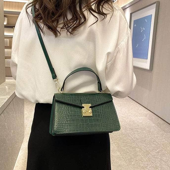 Luxury Crocodile Pattern Leather Handbag