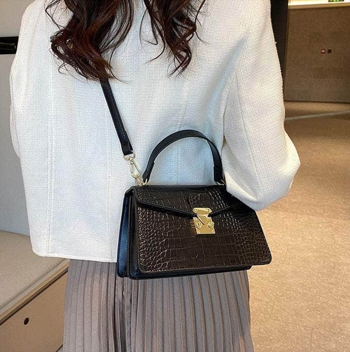 Luxury Crocodile Pattern Leather Handbag