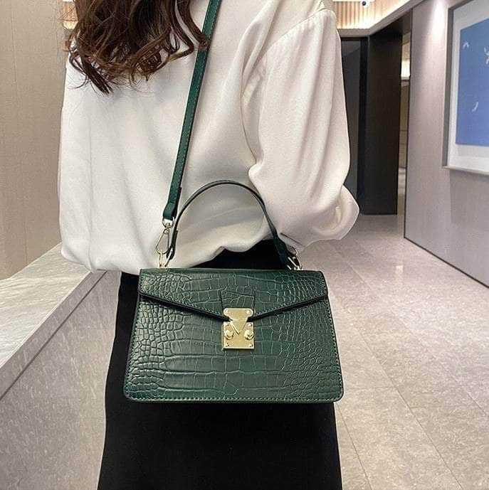 Luxury Crocodile Pattern Leather Handbag