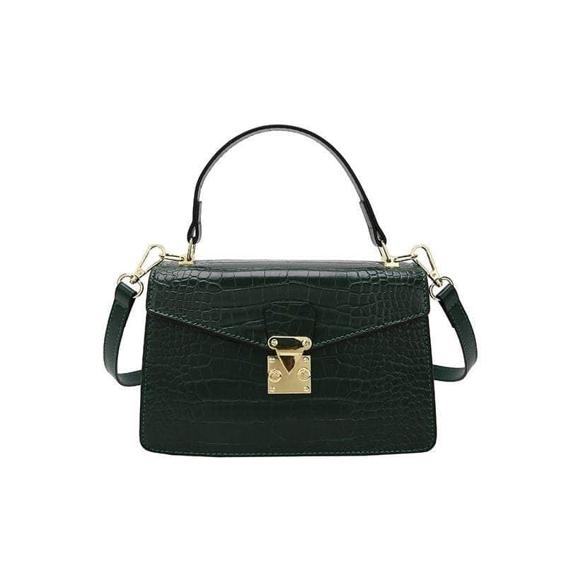 Luxury Crocodile Pattern Leather Handbag Green