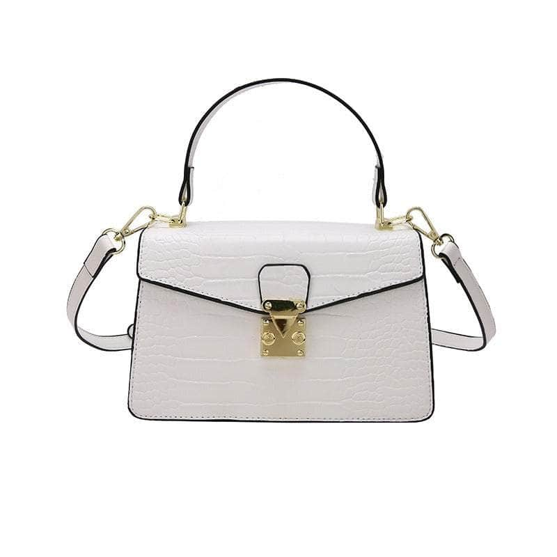 Luxury Crocodile Pattern Leather Handbag White