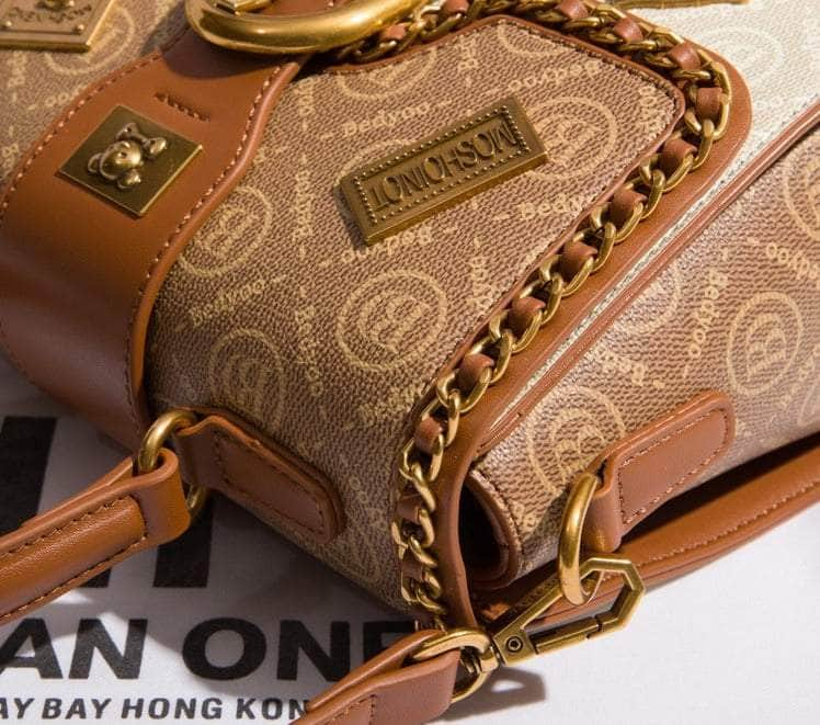 Luxury Crossbody Leather Bag with Gold Accents