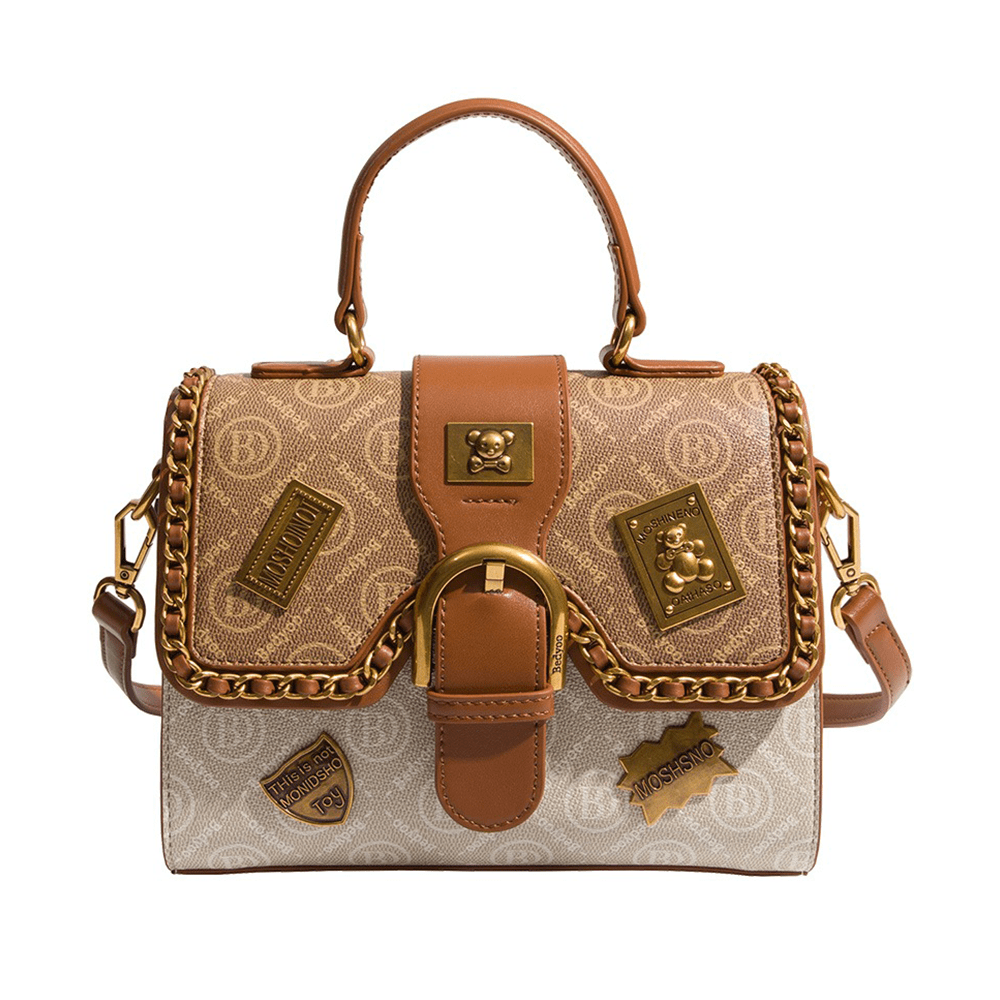 Luxury Crossbody Leather Bag with Gold Accents