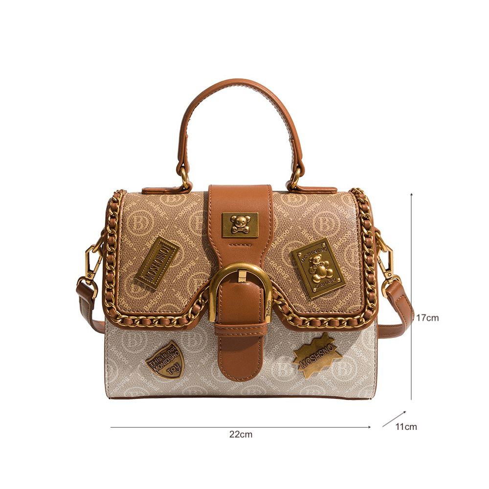 Luxury Crossbody Leather Bag with Gold Accents