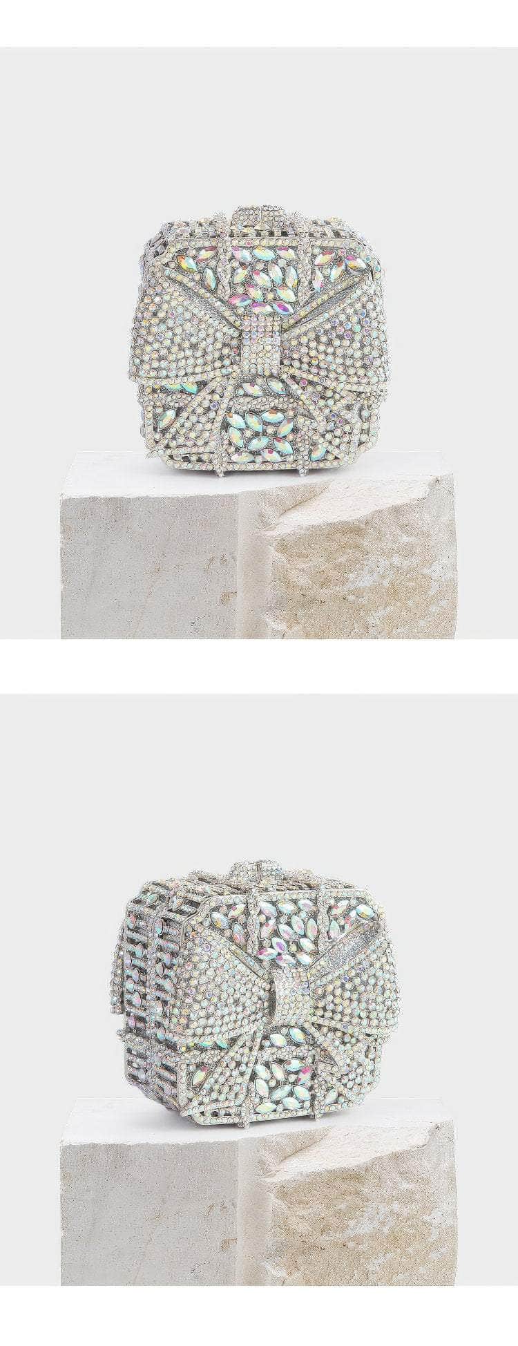 Luxury Crystal Diamante Bow Knot Decor Evening Clutch Purse