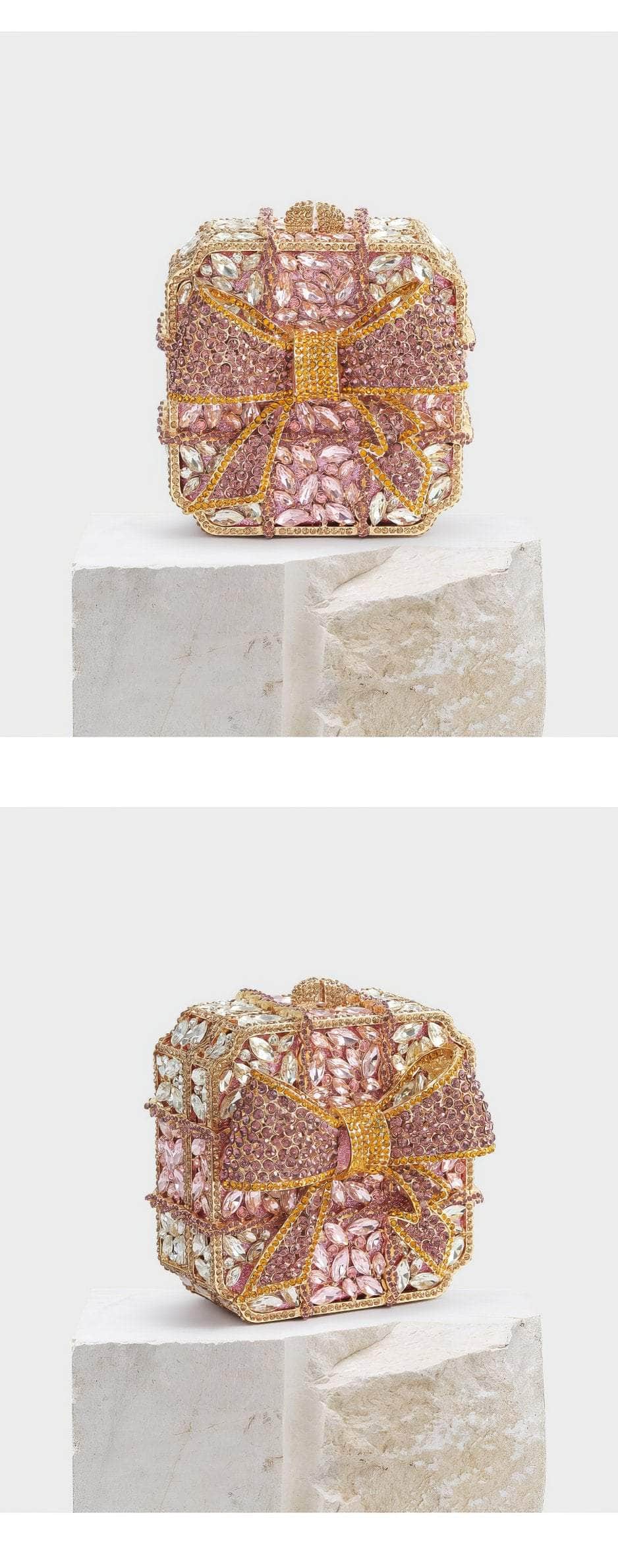 Luxury Crystal Diamante Bow Knot Decor Evening Clutch Purse