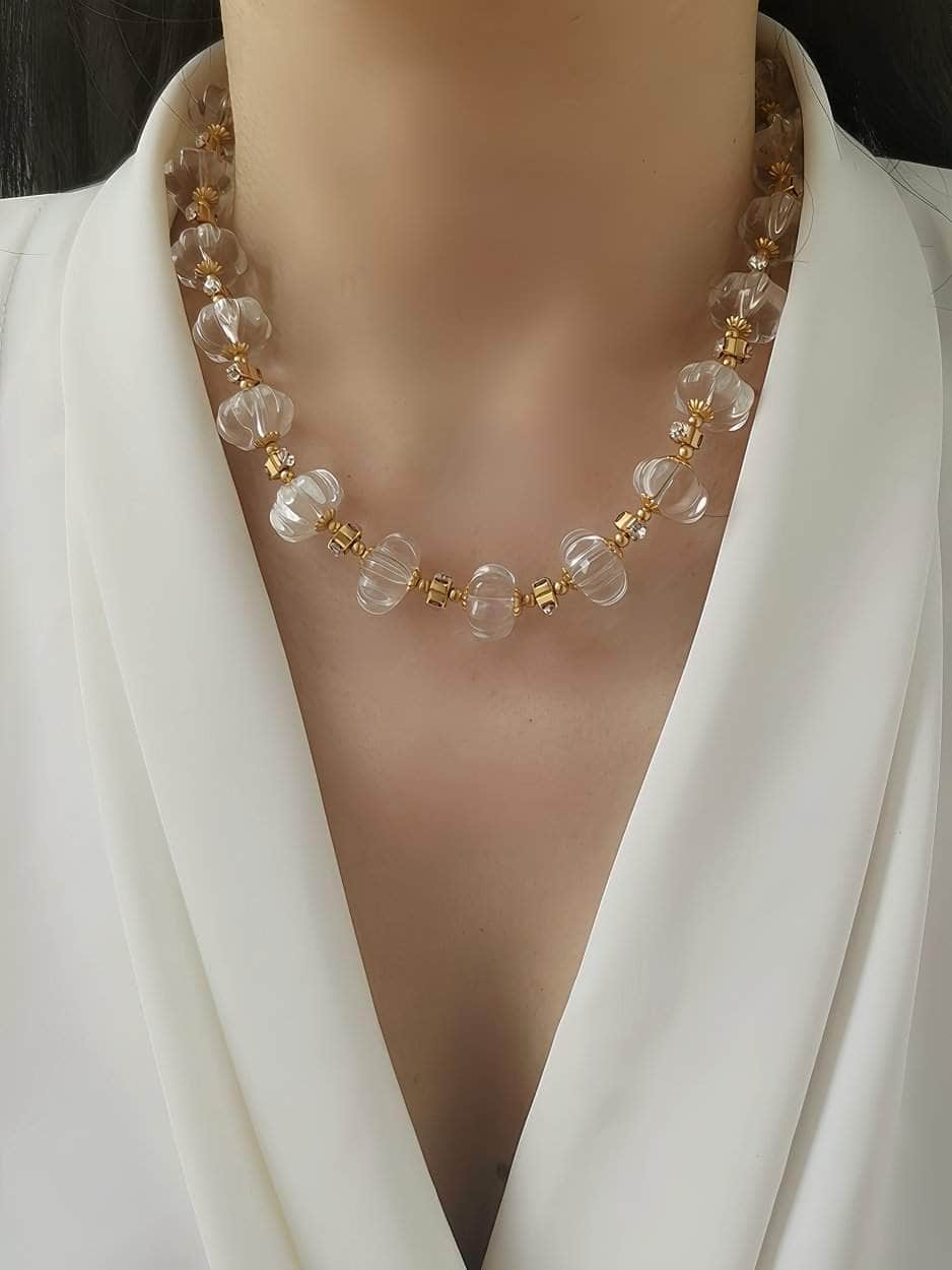 Luxury Czech Glass Vintage Beaded Genève Necklace White / Necklace