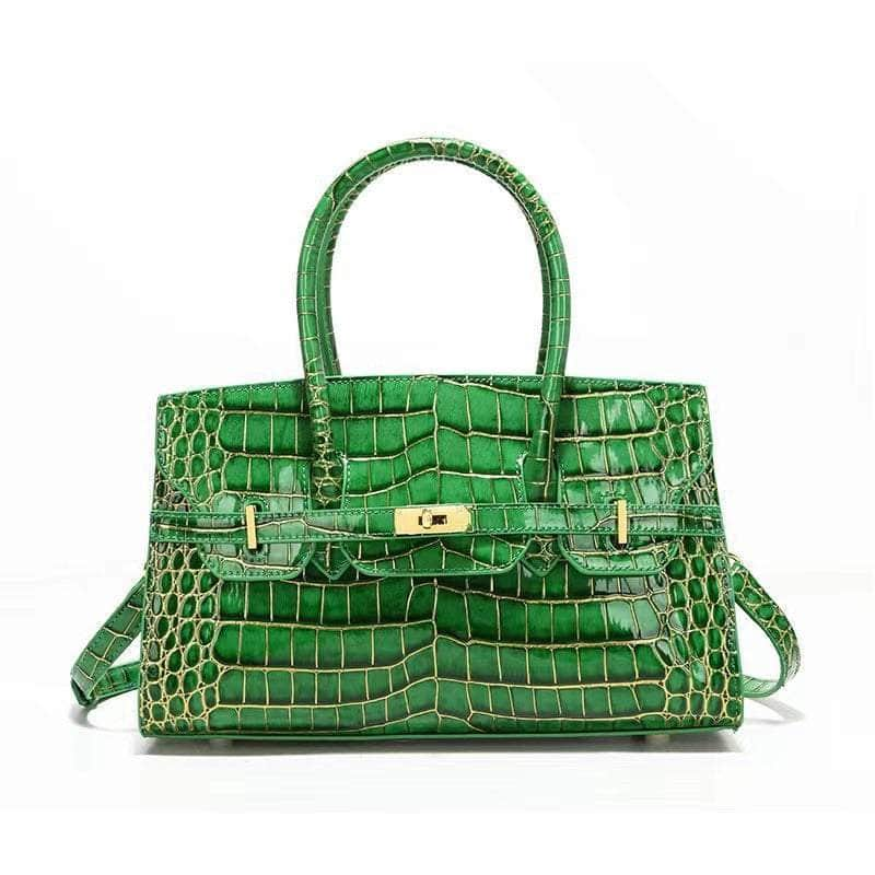 Luxury Exotic Crocodile Skin Leather Handbag Green