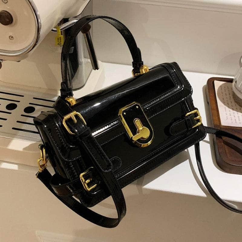 Luxury Flap Handbag with Buckle Decor Black