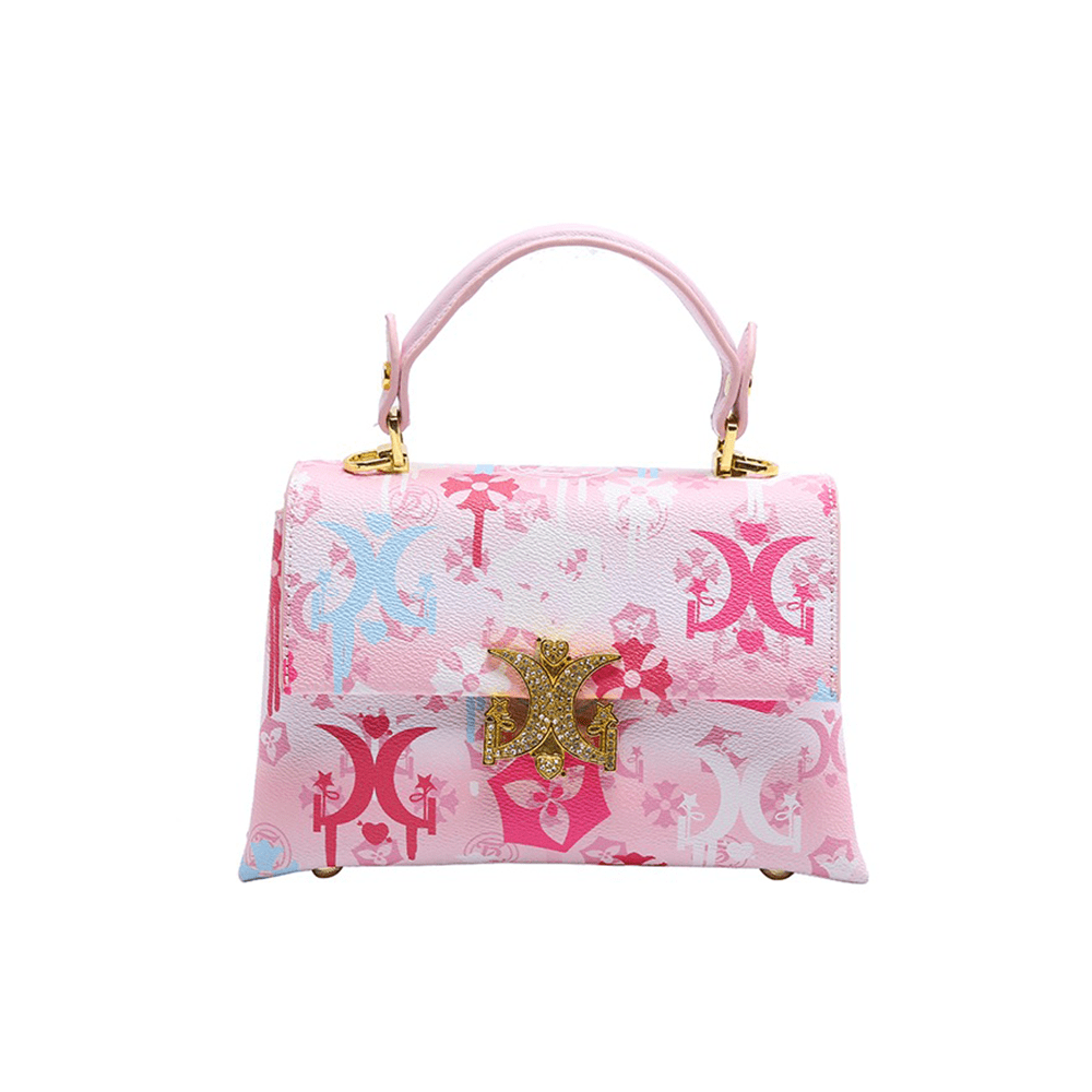 Luxury Flower Print Leather Shoulder Handbag