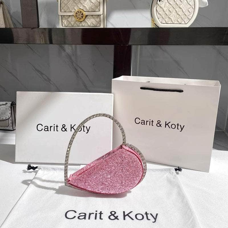 Luxury Heart-shaped Diamond Leather Women Clutch