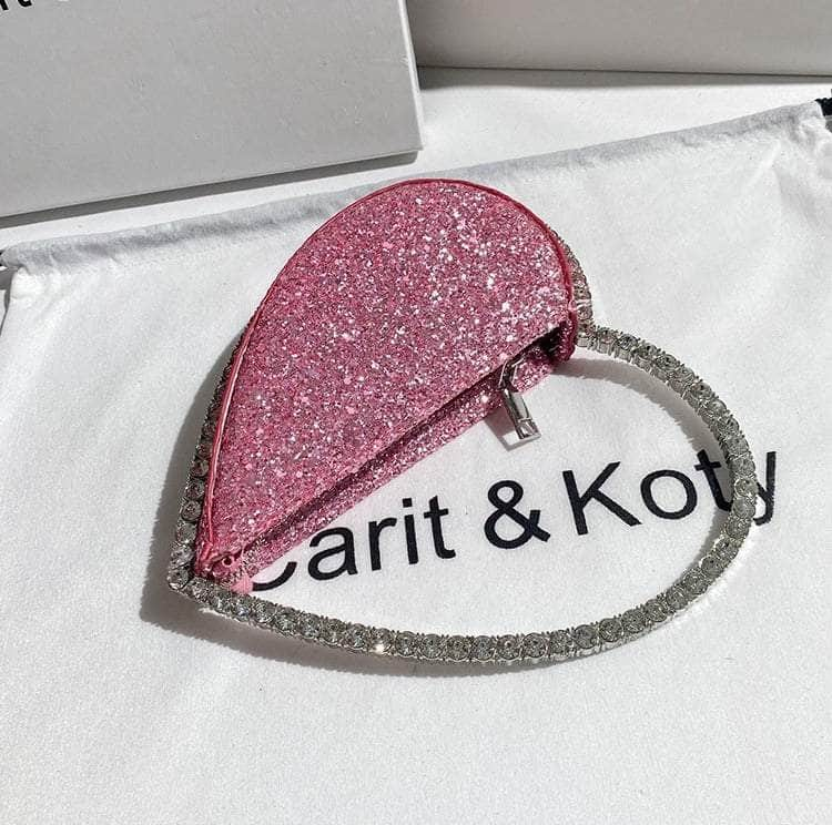 Luxury Heart-shaped Diamond Leather Women Clutch