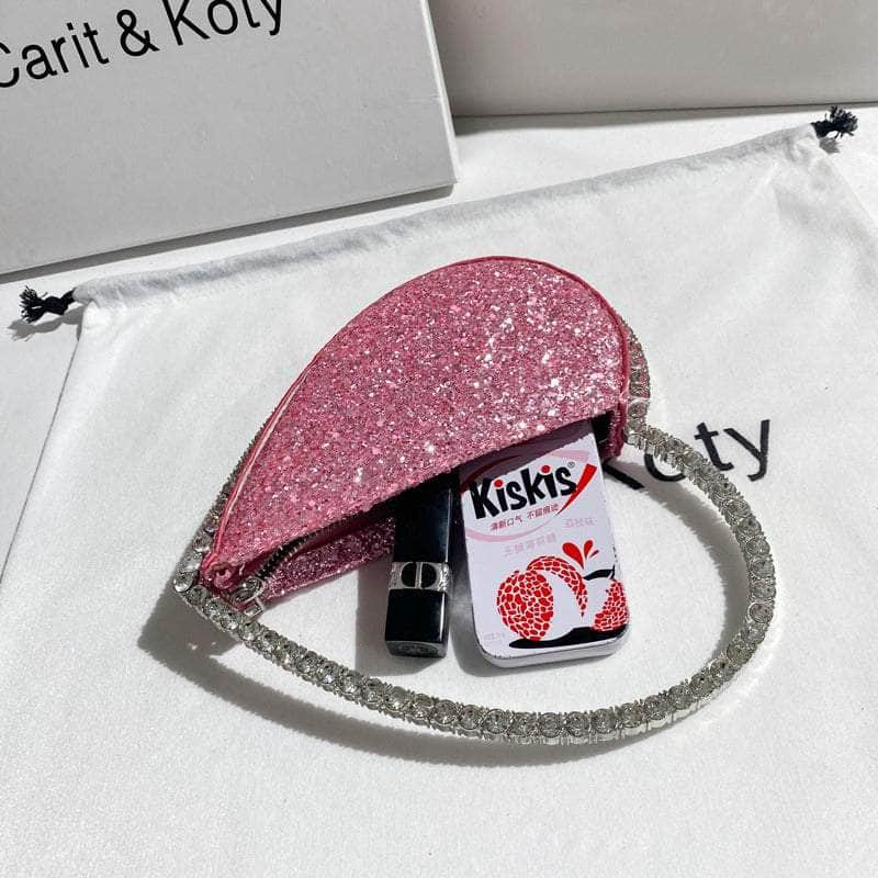 Luxury Heart-shaped Diamond Leather Women Clutch