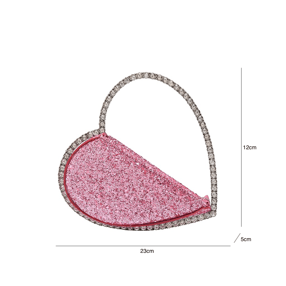 Luxury Heart-shaped Diamond Leather Women Clutch