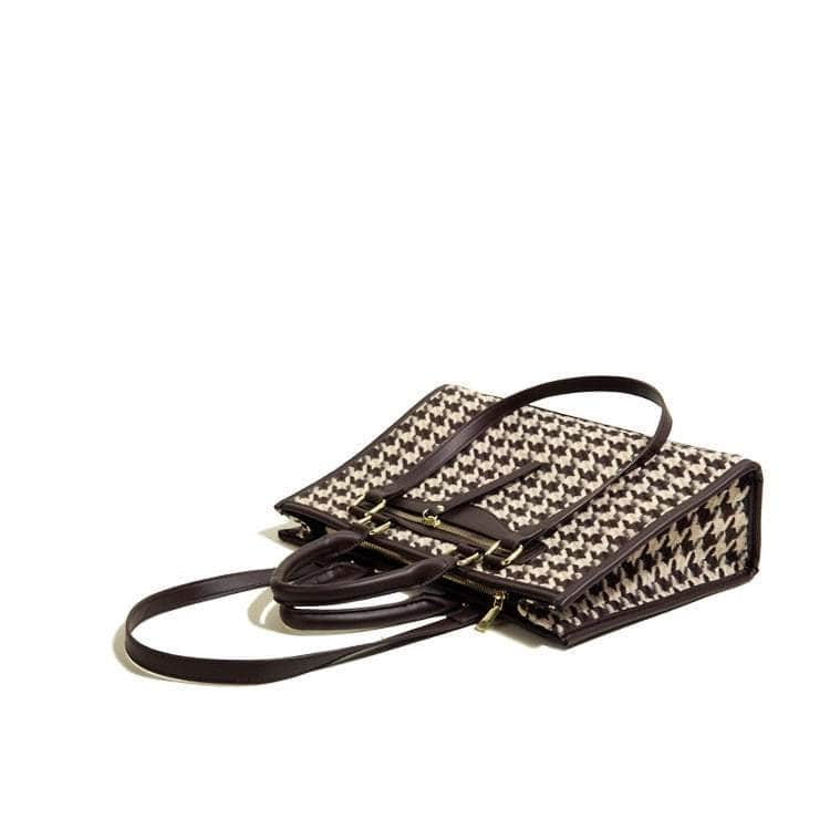 Luxury Houndstooth Shoulder Handbag