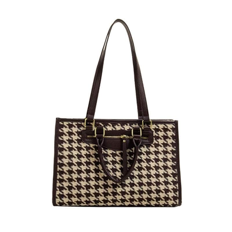 Luxury Houndstooth Shoulder Handbag