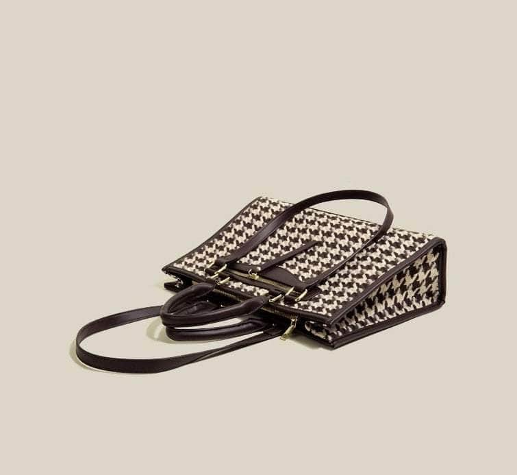 Luxury Houndstooth Shoulder Handbag