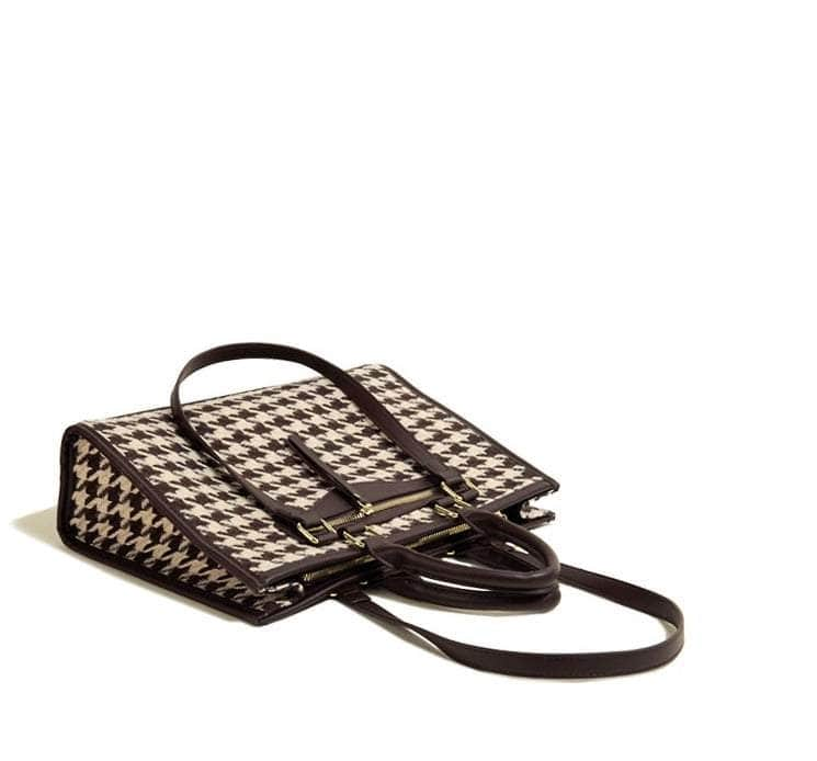 Luxury Houndstooth Shoulder Handbag