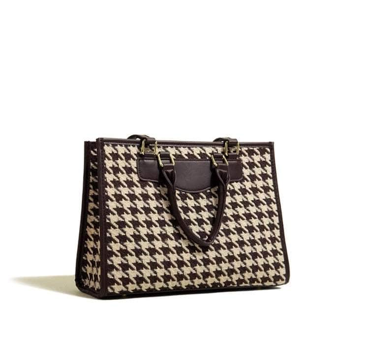 Luxury Houndstooth Shoulder Handbag