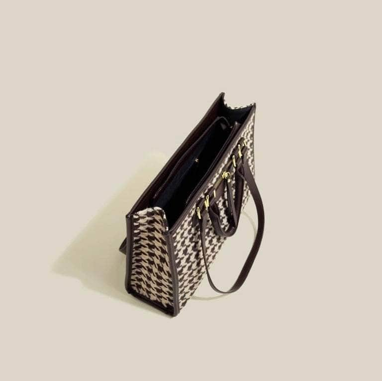 Luxury Houndstooth Shoulder Handbag