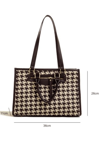 Luxury Houndstooth Shoulder Handbag