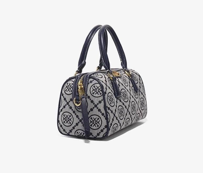 Luxury Jacquard Barrel Bag with Monogram Print