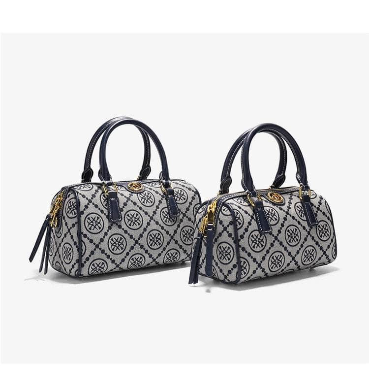 Luxury Jacquard Barrel Bag with Monogram Print