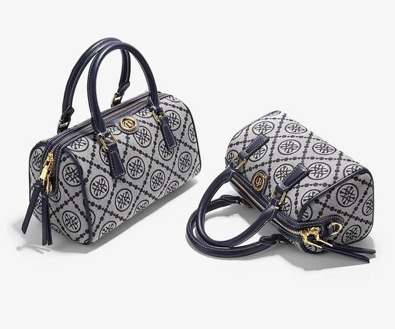 Luxury Jacquard Barrel Bag with Monogram Print