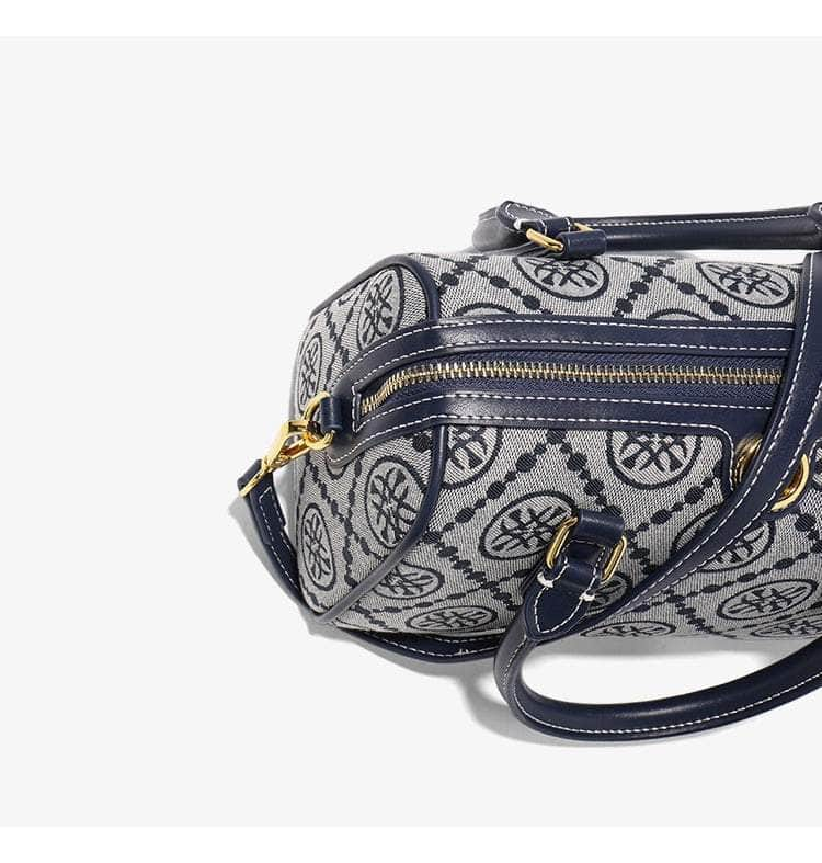 Luxury Jacquard Barrel Bag with Monogram Print