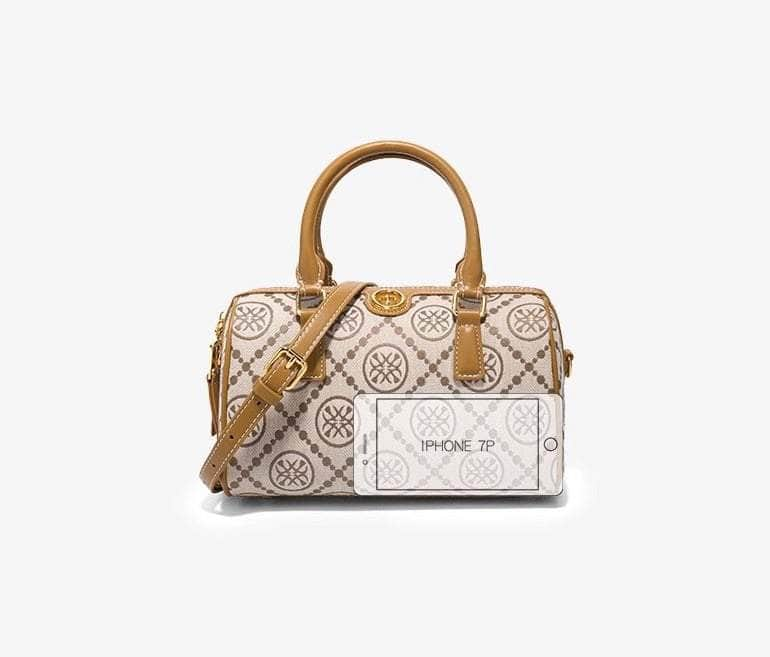 Luxury Jacquard Barrel Bag with Monogram Print