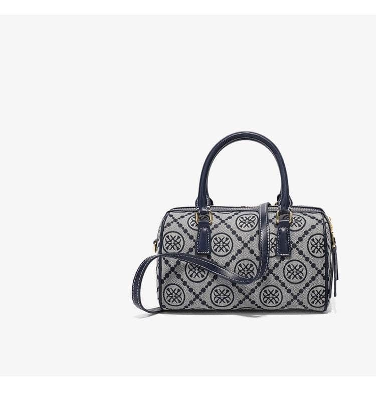 Luxury Jacquard Barrel Bag with Monogram Print