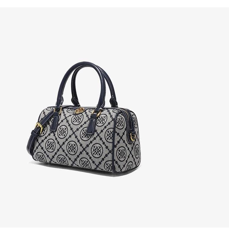 Luxury Jacquard Barrel Bag with Monogram Print