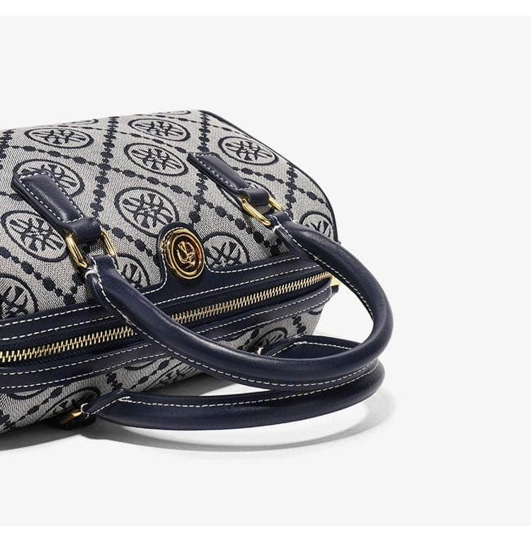 Luxury Jacquard Barrel Bag with Monogram Print