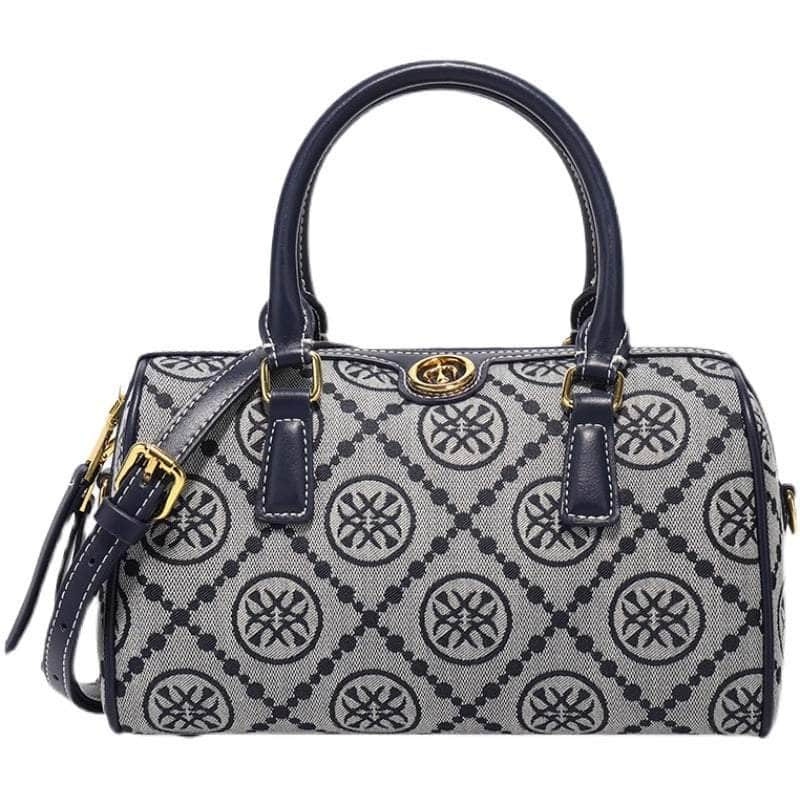 Luxury Jacquard Barrel Bag with Monogram Print