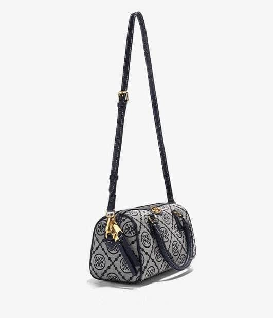 Luxury Jacquard Barrel Bag with Monogram Print