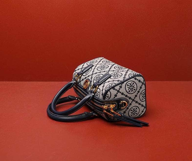 Luxury Jacquard Barrel Bag with Monogram Print