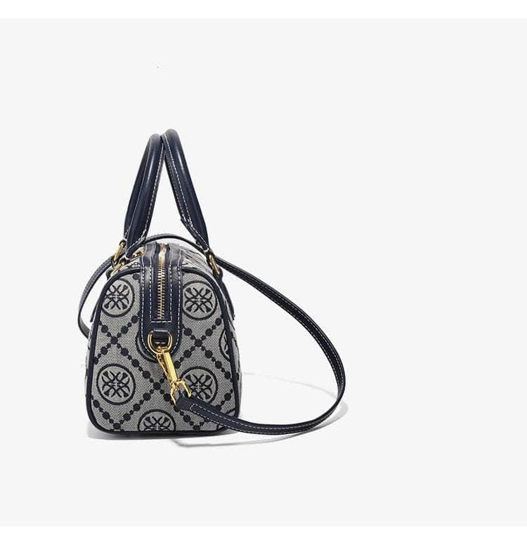 Luxury Jacquard Barrel Bag with Monogram Print