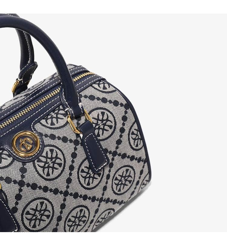 Luxury Jacquard Barrel Bag with Monogram Print