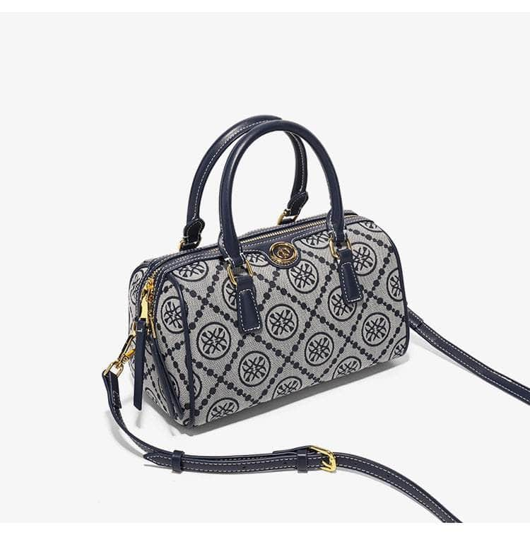 Luxury Jacquard Barrel Bag with Monogram Print