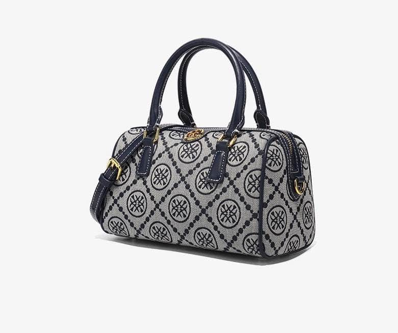 Luxury Jacquard Barrel Bag with Monogram Print