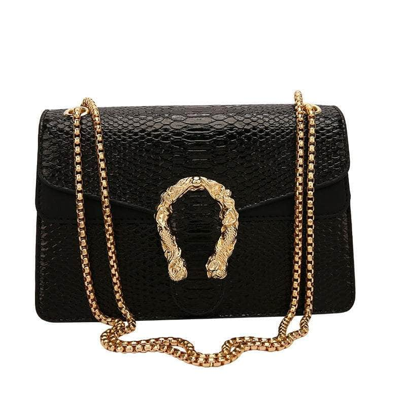 Luxury Leather Shoulder Purse Chain Bag Black