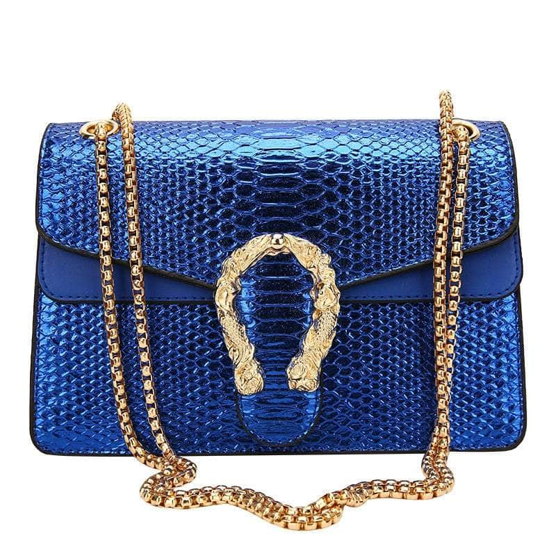 Luxury Leather Shoulder Purse Chain Bag Blue